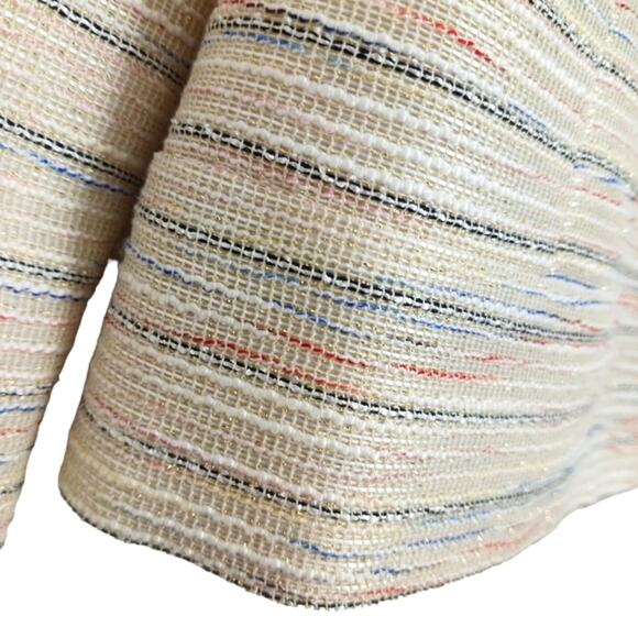 J.Crew Suiting Classy Short Jacket Sz 4 BEIGE Metallic Tweed Zip Pockets Luxury - Picture 12 of 16